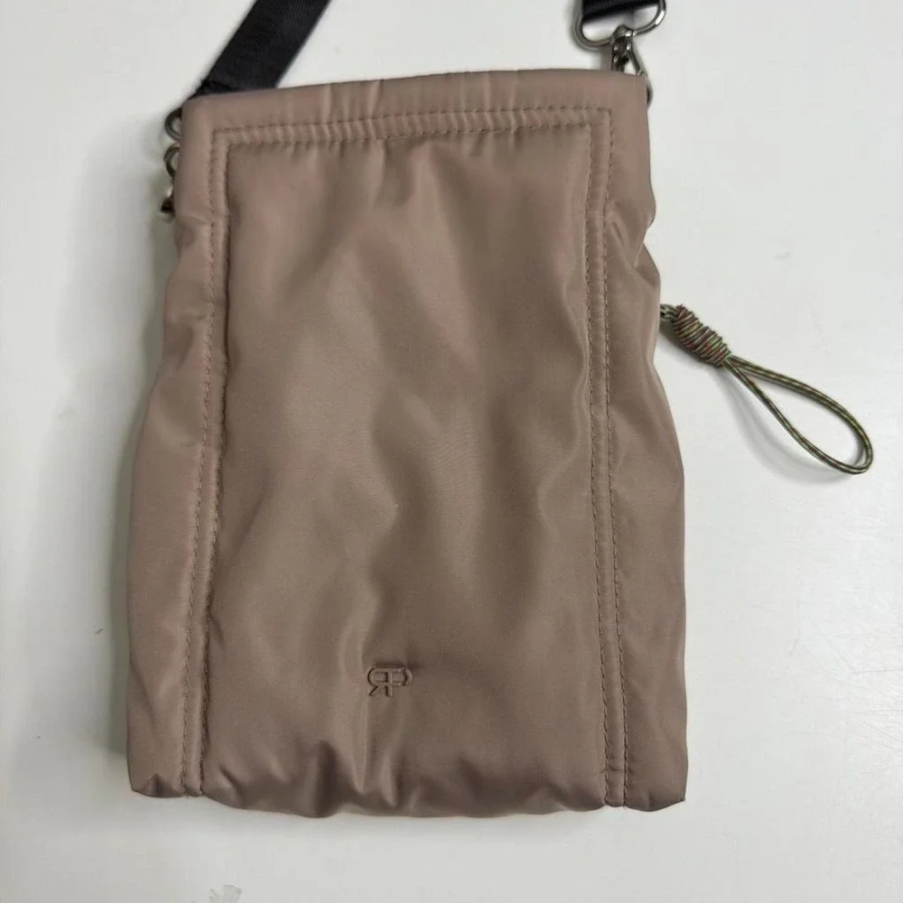 Parfois Taupe Nylon Crossbody Phone Travel Bag Minimalist Utility Shoulder Bag